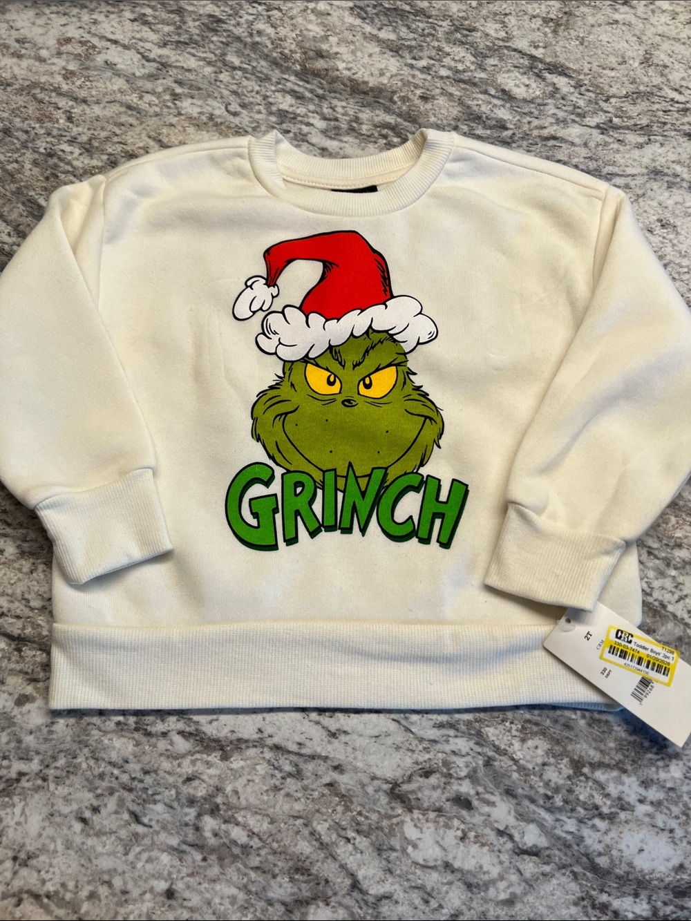 Grinch Cream Graphic Holiday Sweatshirt NWT